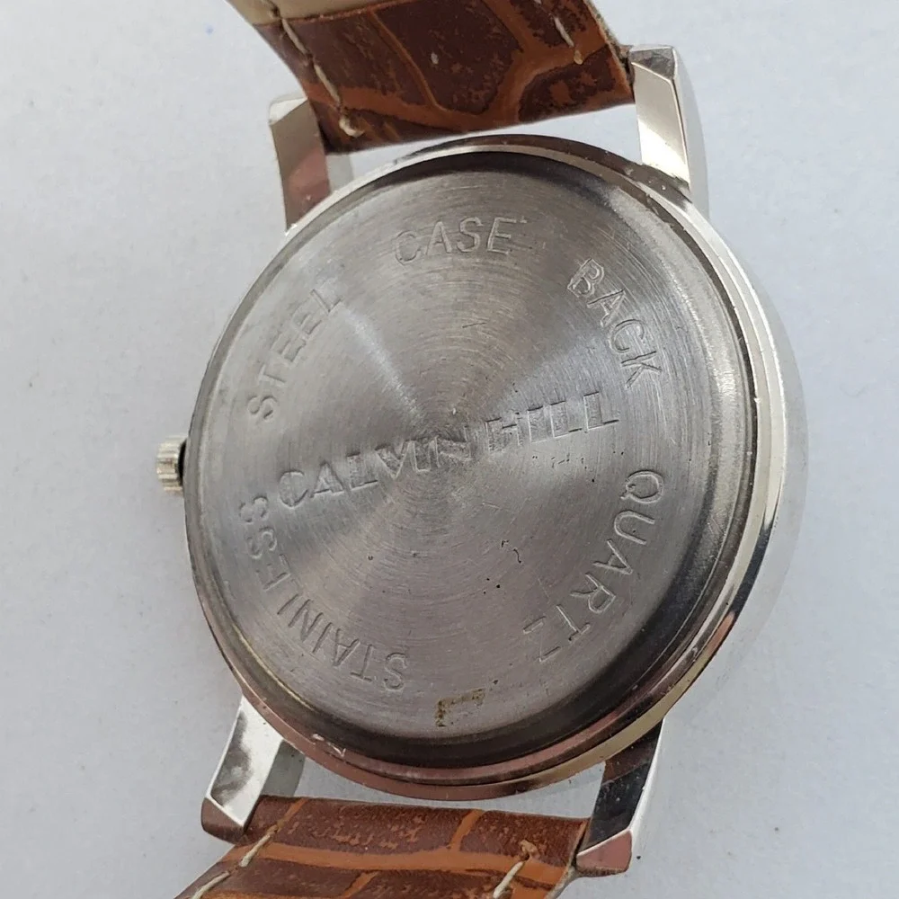 Women's Watch 34MM White Dial Gray Case Brown‎ Leather Bands New Battery
